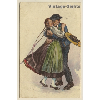 Schwarzwald Tracht: Black Forest Dance - Traditional Costumes*5 (Vintage Artist PC ~1910s)