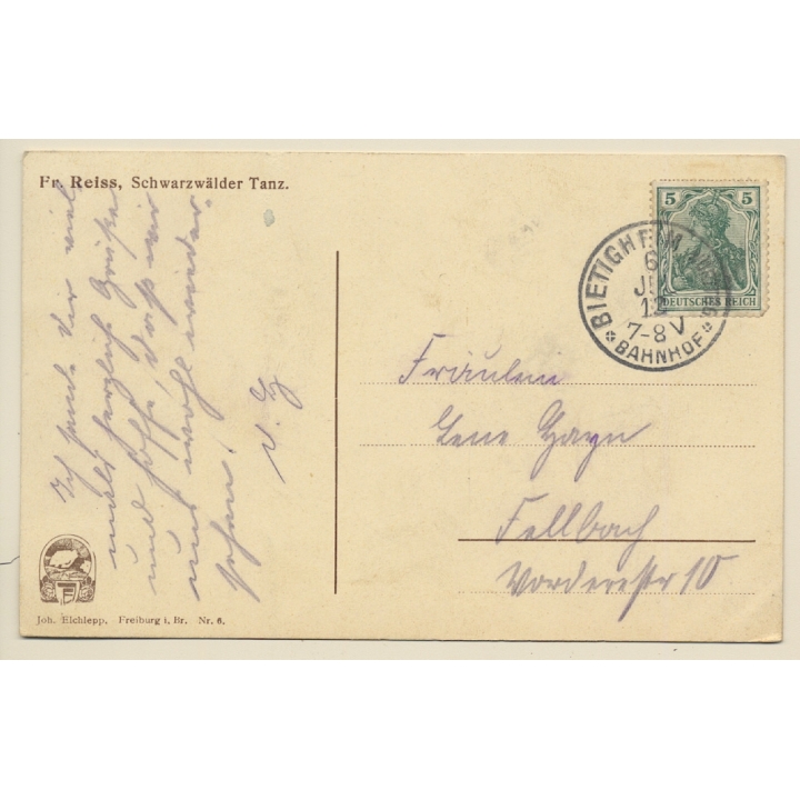 Schwarzwald Tracht: Black Forest Dance - Traditional Costumes*5 (Vintage Artist PC ~1910s)