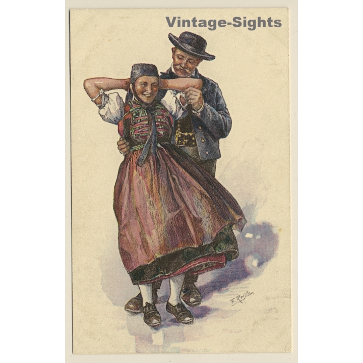 Schwarzwald Tracht: Black Forest Dance - Traditional Costumes*9 (Vintage Artist PC ~1910s)