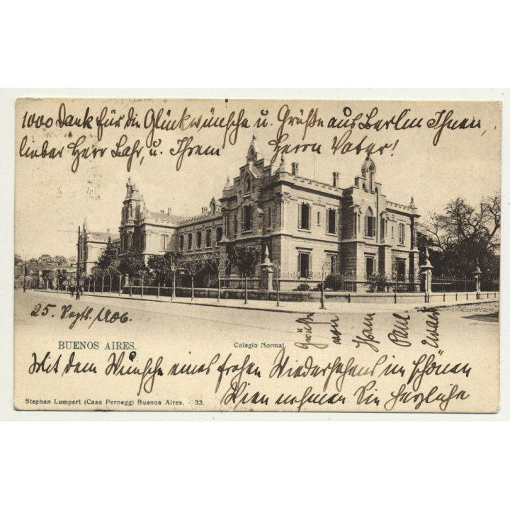 Buenos Aires / Argentina: Colegio Normal (Vintage Postcard 1906)