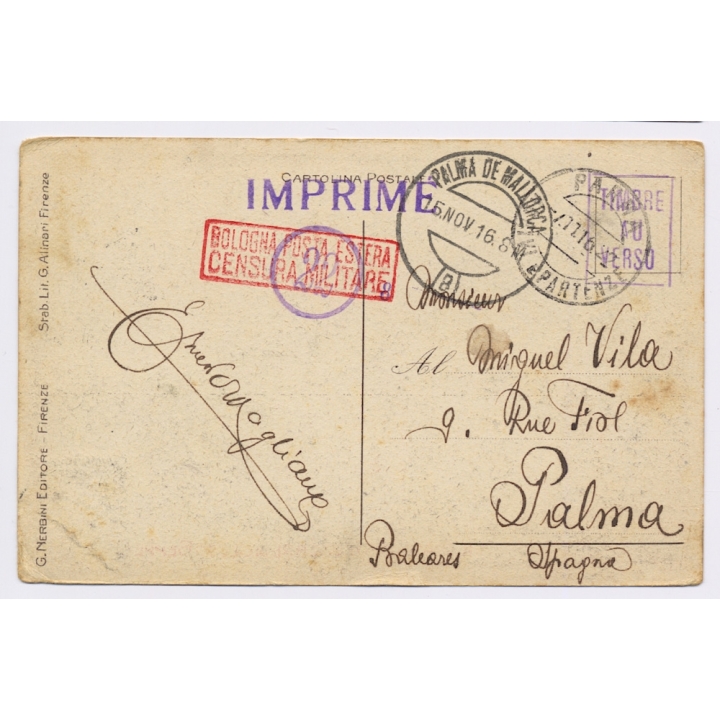 Italian Propaganda WW1: Il Trasporto Funebre di Cecco Beppe / Cartoon (Vintage PC 1916)