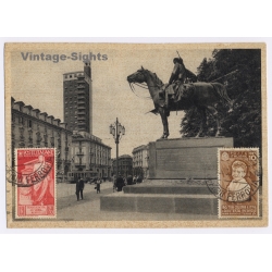 Torino / Italy: Piazza Castello - Monumento al Cavaliere d'Italia (Vintage PC 1937)