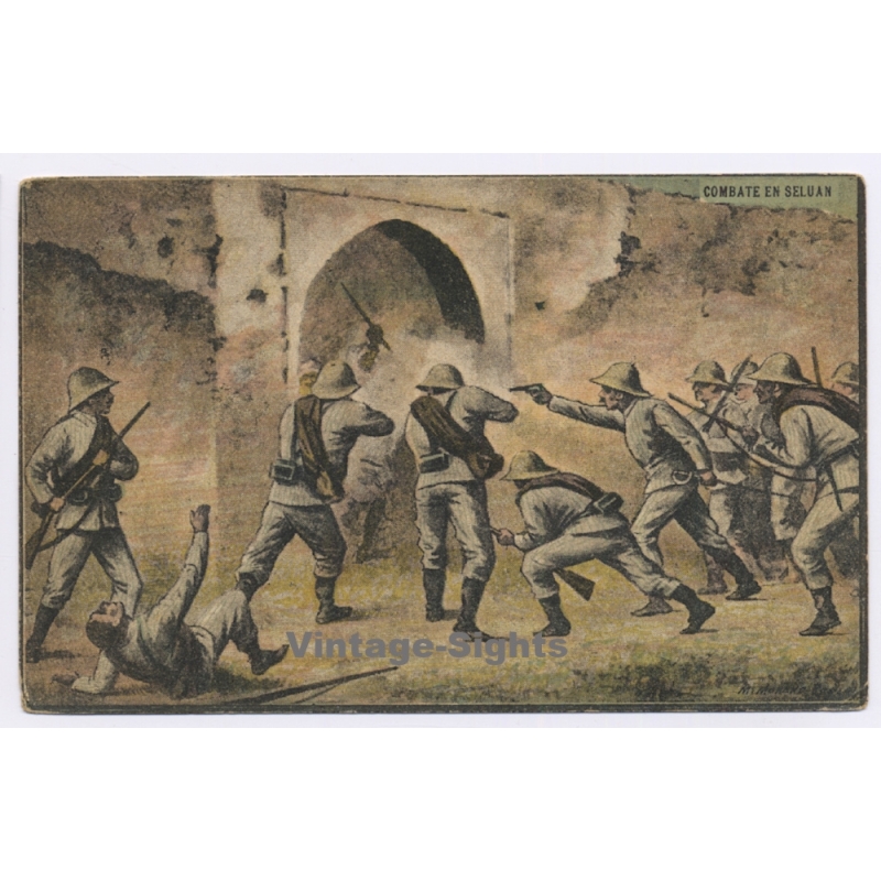 Spanish Moroccan Rif War: Combate En Seluan (Vintage PC 1920s)