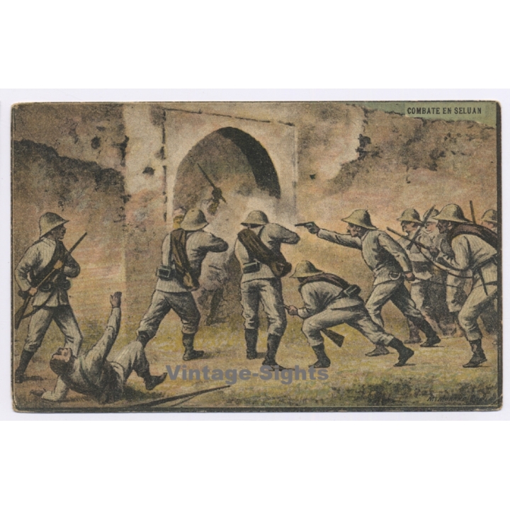 Spanish Moroccan Rif War: Combate En Seluan (Vintage PC 1920s)