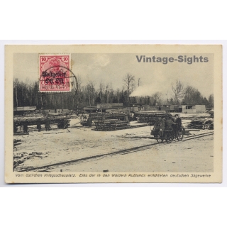 WW1: Deutsches Sägewerk In Den Wäldern Russlands (Vintage PC 1918)