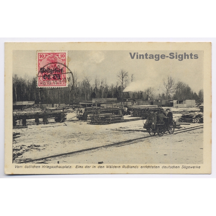 WW1: Deutsches Sägewerk In Den Wäldern Russlands (Vintage PC 1918)