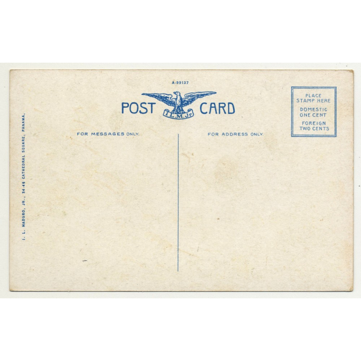 Destroyers Of U.S. Navy Passing The Culebra Cut / Panama Canal (Vintage Postcard ~1920s)