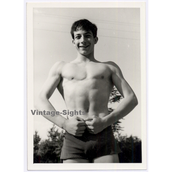 Handsome Young Man In Swimming Trunks*7 / Gay INT (Vintage Photo 1960s)