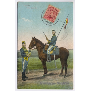 Belgian Army: Lancier - Tenu d'Excercice / Cavalry (Vintage PC 1918)