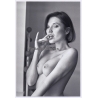 Erotic Study: Beautiful Busty Nude With Bob*3 / Open Mouth (Digital Photo Print ~2000s)