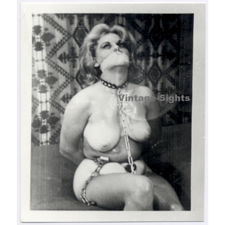 BDSM Study: Busty Blonde Maid In Chain Bondage / Gag - Septum (2nd Gen. Photo France  1960s)
