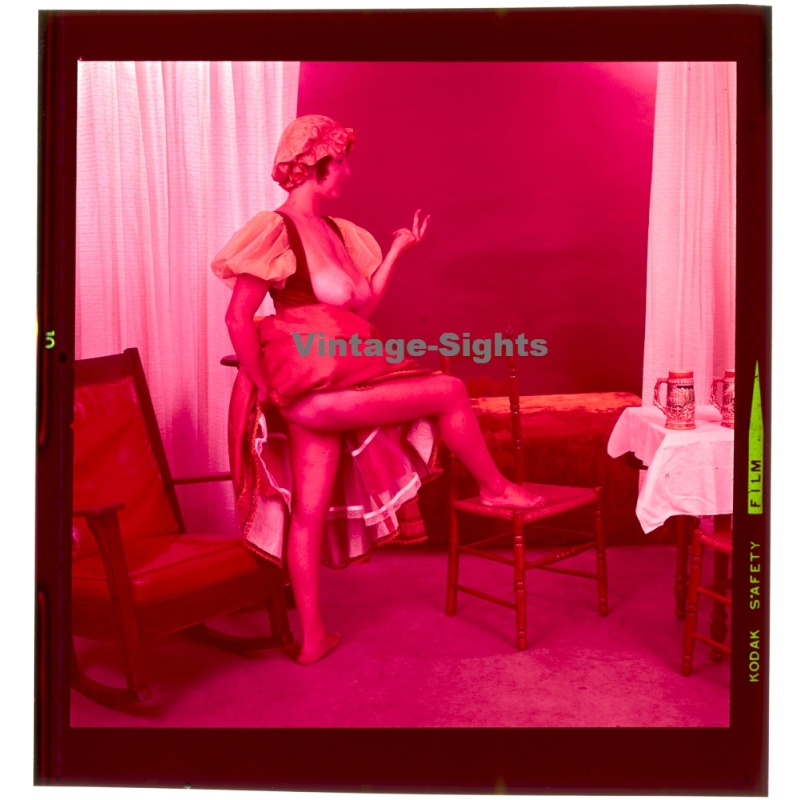 Erotic Study: Busty Semi Nude In Bavarian Garb*1 (Vintage Diapositive KORENJAK 1970s/1980s)