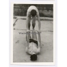 2 Young Men in Swim Trunks - Acrobatic Pose / Gay INT (Vintage Photo 1960s)