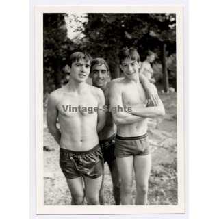 3 Young Men in Swim Trunks / Gay INT (Vintage Photo 1960s)