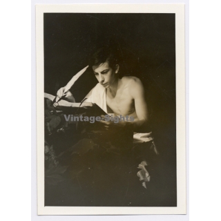 Handsome Topless Young Man in Toga*2 / Gay INT (Vintage Photo 1960s)