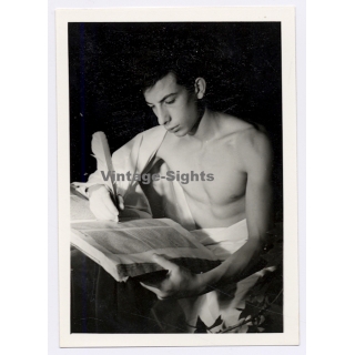 Handsome Topless Young Man in Toga*4 / Gay INT (Vintage Photo 1960s)