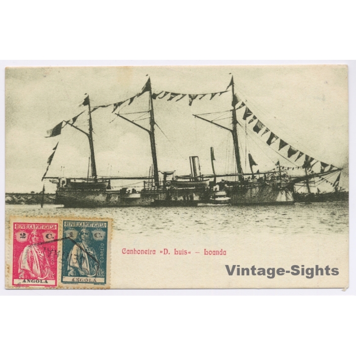 Luanda / Angola: Canonheira D.Luiz - Steamship (Vintage PC 1921)