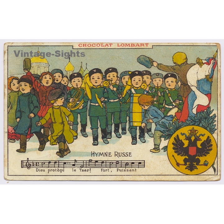 Chocolat Lombart: Hymne Russe / Coat Of Arms (Vintage PC 1912)