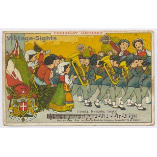 Chocolat Lombart: Hymne National Italien / Coat Of Arms (Vintage PC 1912)