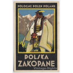Zakopane / Poland: Shepherd In Traditional Garb - Pipe (Vintage PC 1920s)