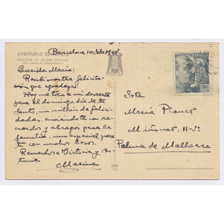 Comic / Cartoon: Popeye & Olivia (Vintage PC 1948)