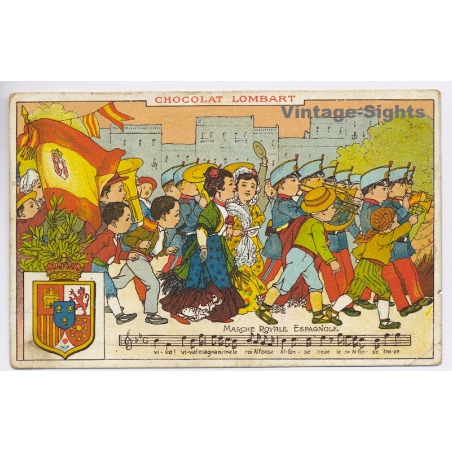 Chocolat Lombart: Marche Royale Espagnole / Coat Of Arms (Vintage PC 1912)