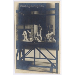 Cairo: Glass Cabinet with Statuettes - Egyptian Museum (Vintage RPPC 1910s/1920s)