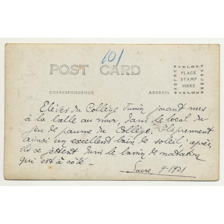 Junin / Peru: Group Of Pupils Play Ball In Schoolyard (Vintage RPPC 1921)