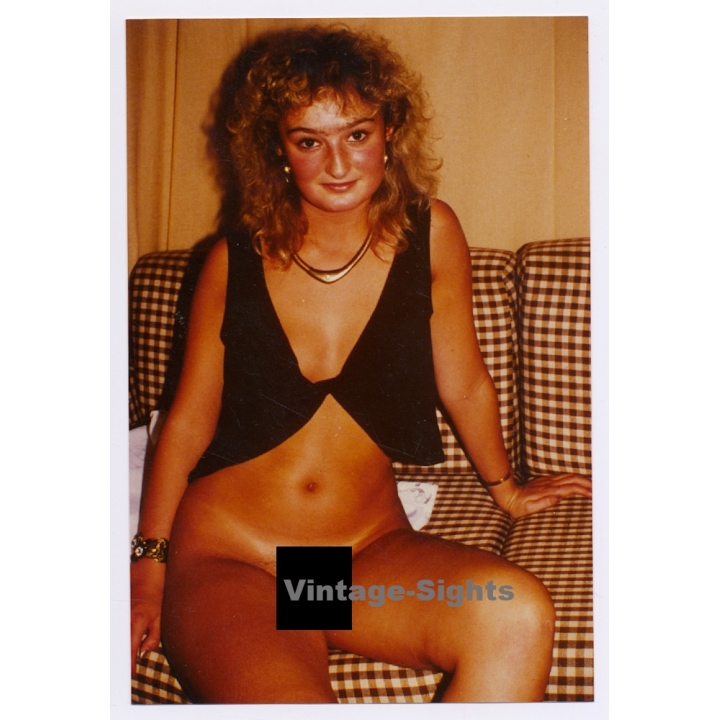 Erotic Study: Semi Nude Blonde Curlyhead*3 (Vintage Photo GDR 1980s)