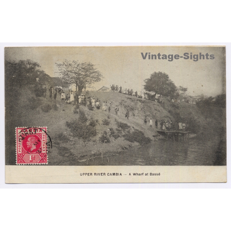 Gambia: Upper River - A Wharf at Bassé (Vintage PC 1921)