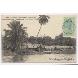 Senegal: Habitations de Pêcheurs au bord d'une rivière (Vintage PC 1920)