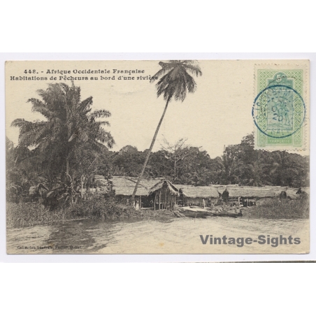 Senegal: Habitations de Pêcheurs au bord d'une rivière (Vintage PC 1920)