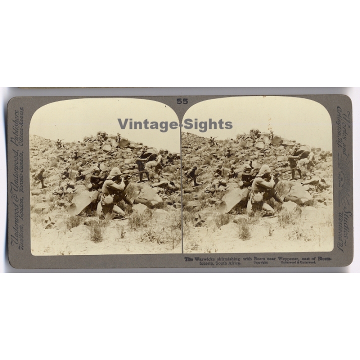 Boer War / South Africa: Warwicks Skirmishing With Boers (Vintage Stereoscopic Photo 1900s)