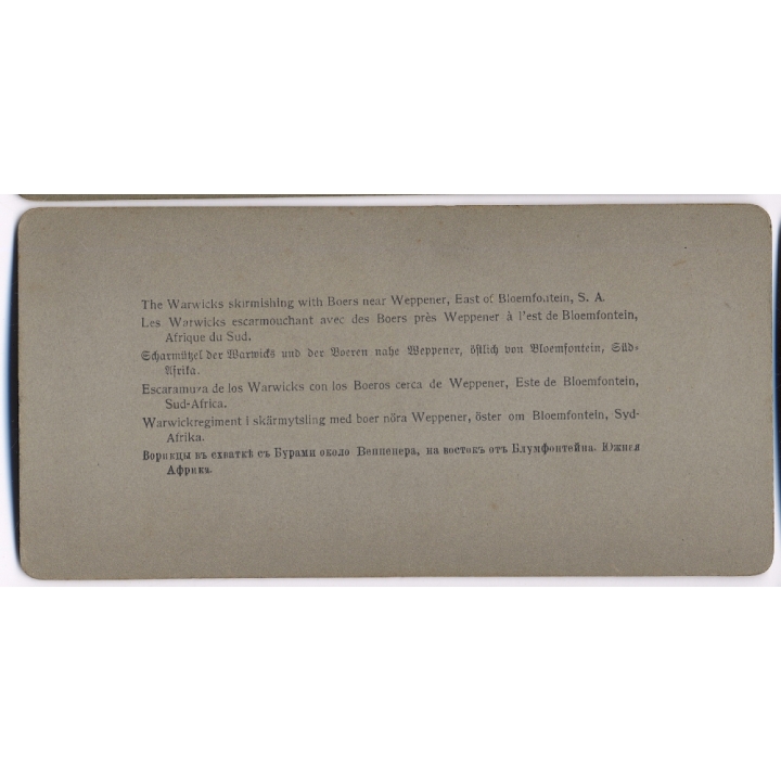 Boer War / South Africa: Warwicks Skirmishing With Boers (Vintage Stereoscopic Photo 1900s)