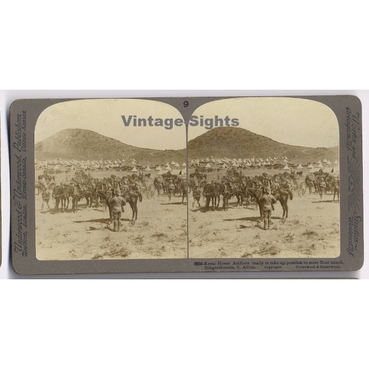 Boer War / South Africa: Royal Horse Artillery Ready To Attack (Vintage Stereoscopic Photo 1900s)