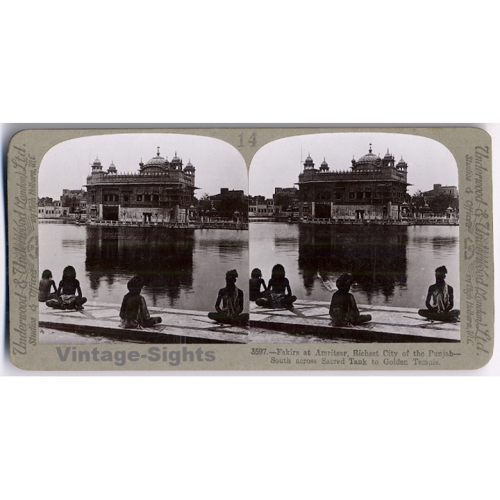 Punjabi / India: Fakirs At Amritsar - Golden Tempe (Vintage Stereoscopic Photo 1900s)
