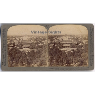 Peking / China: Mei-Shan (Coal Hill) Within Imperial City (Vintage Stereoscopic Photo 1900s)