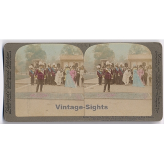 Indian Prince Doing Homage To His Sovereign Queen / King Edward VII (Vintage Stereoscopic Photo 1902)