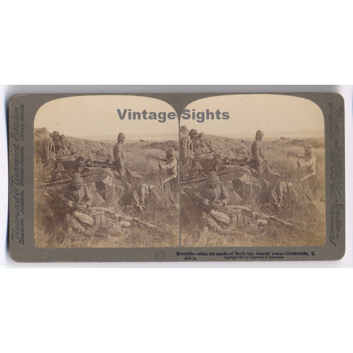 Boer War / South Africa: Troop On Front / Injured Soldier (Vintage Stereoscopic Photo 1900)