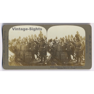 2nd Anglo Boer War / South Africa: British Soldiers At Improvised Bar (Vintage Stereoscopic Photo 1900)