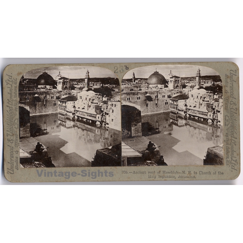 Jerusalem / Palestine: Ancient Pool Of Hezekiah (Vintage Stereoscopic Photo ~1905)