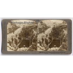 Jerusalem / Palestine: The Pool Of Siloam (Vintage Stereoscopic Photo ~1900s)
