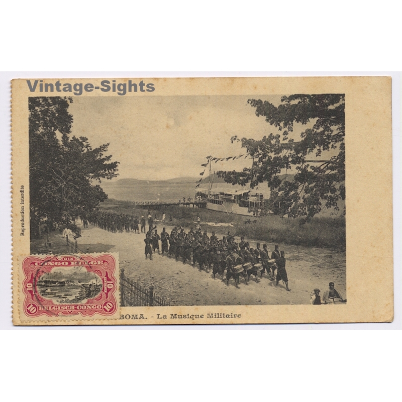 Boma / Belgian Congo: La Musique Militaire / Soldiers - Steamer (Vintage PC ~1920s)