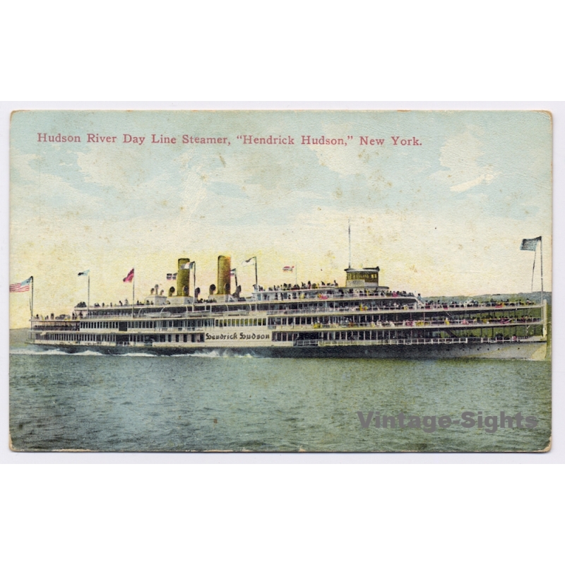 Hudson River Day Line Steamer 'Hendrick Hudson, N.Y. (Vintage PC 1910s)