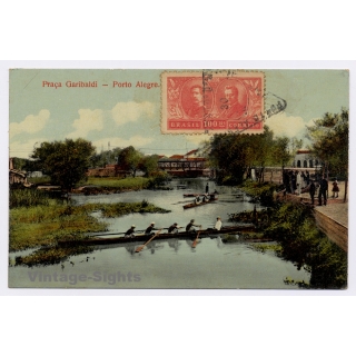 Praça Garibaldi - Porto Alegre / Brazil:: Rowing Regatta (Vintage PC ~1920s)