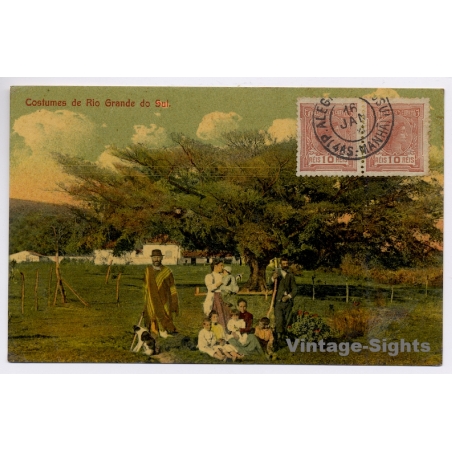 Rio Grande do Sul / Brazil: Natives in Traditional Costumes (Vintage PC 1920)