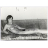 Erotic Study: Tall Slim Woman With Bob Rests On Couch (Vintage Photo GDR 1980s)