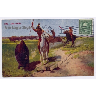 Charles Craig: After Buffalo / Native Americans Hunting (Vintage PC 1915)