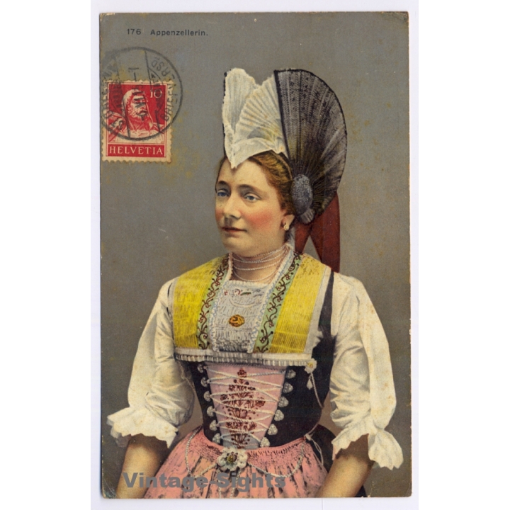 Switzerland: Appenzellerin in Festtracht (Vintage PC 1915)