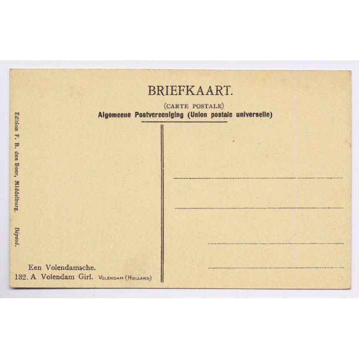 Netherlands: Volendam Girl / Traditional Dutch Garb (Vintage PC)